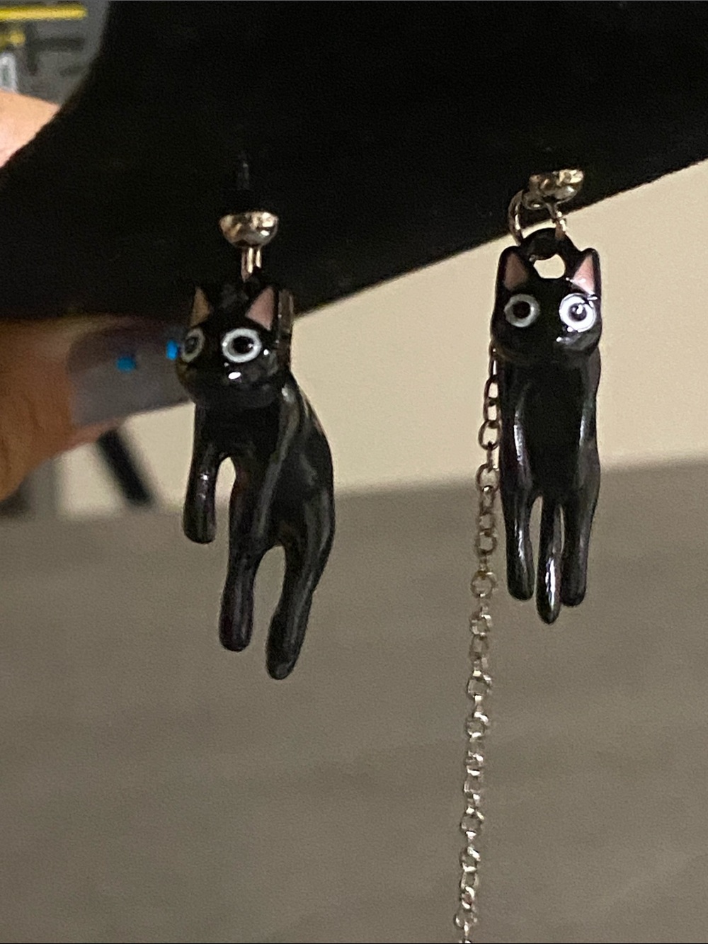 Black Cat Dangle Earrings